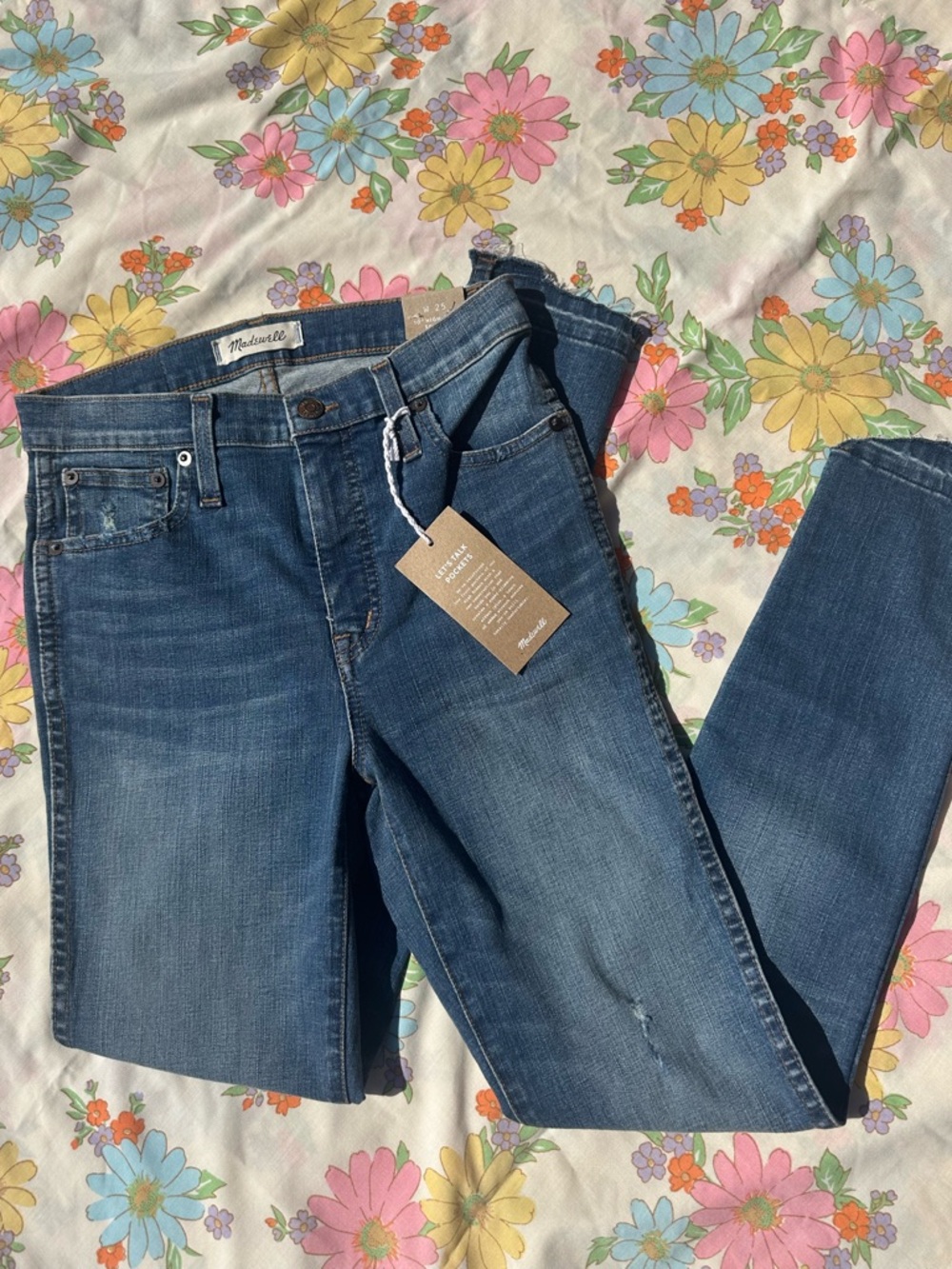 NWT! Madewell 10” High-Rise Skinny Jeans in Distressed Medium Blue Wash